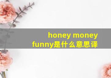 honey money funny是什么意思译